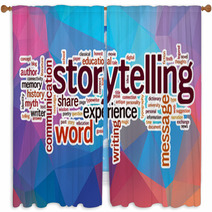 Storytelling Word Cloud With Abstract Background Window Curtains 78980514