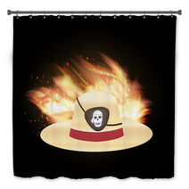 Straw Hat With Pirate Eye Patch Bath Decor 114105527