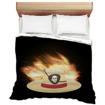 Straw Hat With Pirate Eye Patch Bedding 114105527