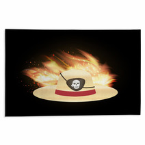 Straw Hat With Pirate Eye Patch Rugs 114105527