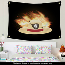 Straw Hat With Pirate Eye Patch Wall Art 114105527