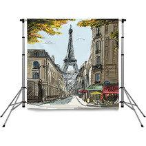 Street In Paris - Illustration Backdrops 46056671