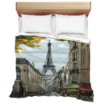 Street In Paris - Illustration Bedding 46056671