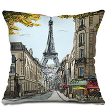 Street In Paris - Illustration Pillows 46056671