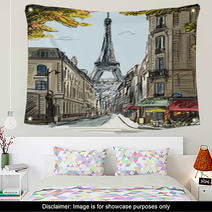 Street In Paris - Illustration Wall Art 46056671