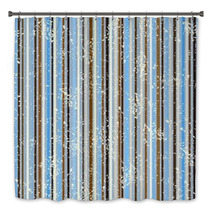 Striped Shabby Pattern, Brown And Blue Bath Decor 45134433