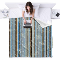 Striped Shabby Pattern, Brown And Blue Blankets 45134433