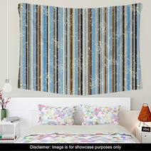 Striped Shabby Pattern, Brown And Blue Wall Art 45134433