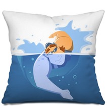Strong Handsome Muscular Young Man Swimmer In Swimming Pool Water Front View Pillows 101523952