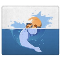 Strong Handsome Muscular Young Man Swimmer In Swimming Pool Water Front View Rugs 101523952