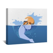 Strong Handsome Muscular Young Man Swimmer In Swimming Pool Water Front View Wall Art 101523952