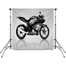 Studio Shot Of Black Motorcycle Backdrops 66895617