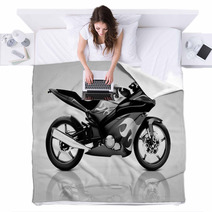 Studio Shot Of Black Motorcycle Blankets 66895617
