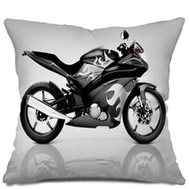Studio Shot Of Black Motorcycle Pillows 66895617