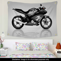 Studio Shot Of Black Motorcycle Wall Art 66895617