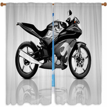 Studio Shot Of Black Motorcycle Window Curtains 66895617