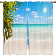 Stunning Caribbean Beach With Transparent Waters Window Curtains 57963866