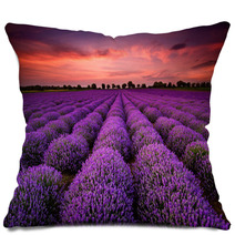 Stunning Landscape With Lavender Field At Sunset Pillows 64900250