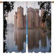 Stunning Moat And Castle In Autumn Fall Sunrise With Mist Over M Window Curtains 48049725