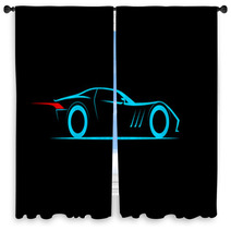 Stylized Car Coupe Window Curtains 79898737
