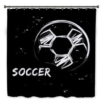 Stylized Image Of Soccer Ball On Black Background Vector Illustration In Grunge Style For Sporty Design Bath Decor 193253301