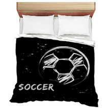 Stylized Image Of Soccer Ball On Black Background Vector Illustration In Grunge Style For Sporty Design Bedding 193253301