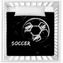 Stylized Image Of Soccer Ball On Black Background Vector Illustration In Grunge Style For Sporty Design Nursery Decor 193253301