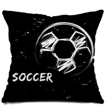 Stylized Image Of Soccer Ball On Black Background Vector Illustration In Grunge Style For Sporty Design Pillows 193253301
