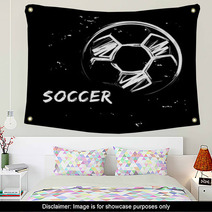 Stylized Image Of Soccer Ball On Black Background Vector Illustration In Grunge Style For Sporty Design Wall Art 193253301