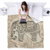 Stylized Lacy Elephant Blankets 46074090