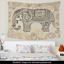 Stylized Lacy Elephant Wall Art 46074090