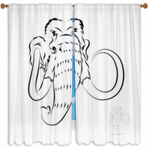 Stylized Mammoth Head Window Curtains 58575814