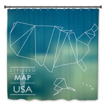 Stylized Map Of USA Bath Decor 61158218