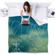 Stylized Map Of USA Blankets 61158218