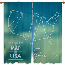 Stylized Map Of USA Window Curtains 61158218