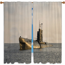Submarine Rising To The Surface Window Curtains 17734498