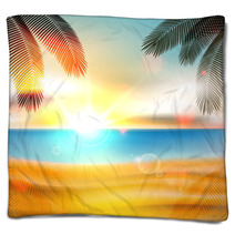 Summer Beach Background - Vector Blankets 66870015