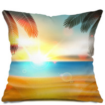 Summer Beach Background - Vector Pillows 66870015