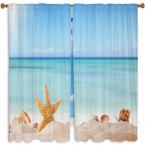 Summer Beach Background Window Curtains 66652243