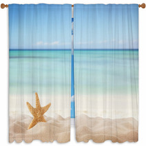 Summer Beach With Starfish Window Curtains 66245374