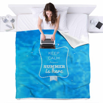 Summer Card Blue Water Pool Blurry Background Blankets 64689315