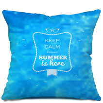Summer Card Blue Water Pool Blurry Background Pillows 64689315
