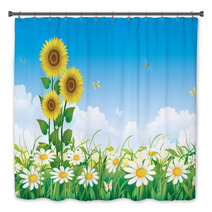 Summer Meadow With Daisies And Sunflowers Bath Decor 65112527