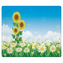 Summer Meadow With Daisies And Sunflowers Rugs 65112527