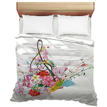 Summer Music With Flowers And Butterfly Colorful Splashes Bedding 108352468