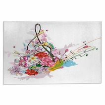 Summer Music With Flowers And Butterfly Colorful Splashes Rugs 108352468