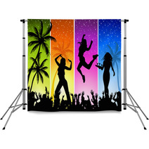 Summer Night Disco-party On A Four-color Background Backdrops 14235233