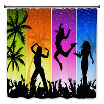 Summer Night Disco-party On A Four-color Background Bath Decor 14235233