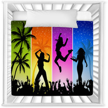 Summer Night Disco-party On A Four-color Background Nursery Decor 14235233