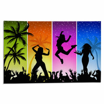 Summer Night Disco-party On A Four-color Background Rugs 14235233